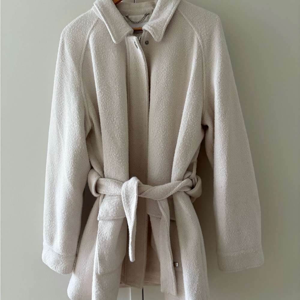 Calvin Klein Cream Textured Shirt Coat